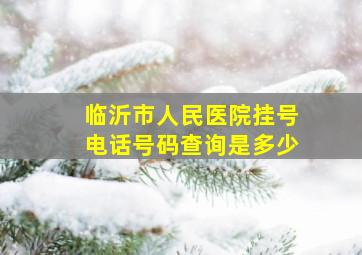 临沂市人民医院挂号电话号码查询是多少