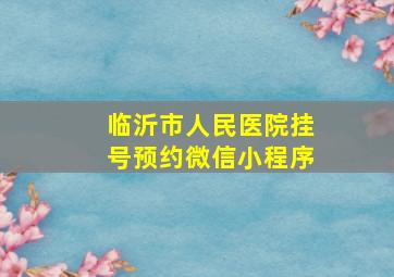 临沂市人民医院挂号预约微信小程序