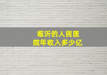 临沂的人民医院年收入多少亿