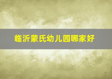 临沂蒙氏幼儿园哪家好