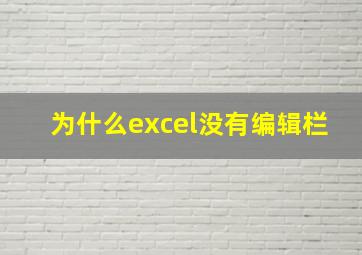 为什么excel没有编辑栏