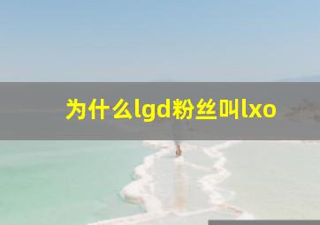 为什么lgd粉丝叫lxo