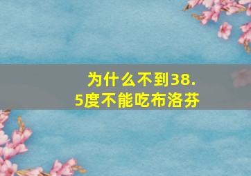 为什么不到38.5度不能吃布洛芬