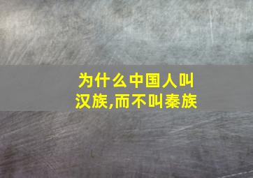 为什么中国人叫汉族,而不叫秦族