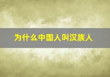 为什么中国人叫汉族人