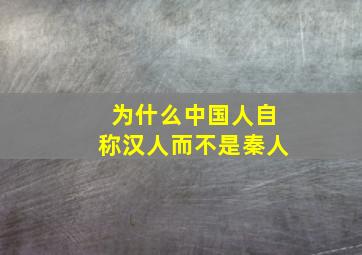 为什么中国人自称汉人而不是秦人