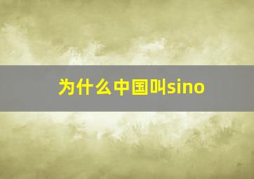 为什么中国叫sino