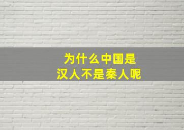 为什么中国是汉人不是秦人呢