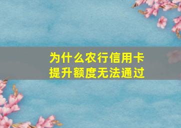 为什么农行信用卡提升额度无法通过