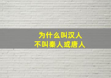 为什么叫汉人不叫秦人或唐人