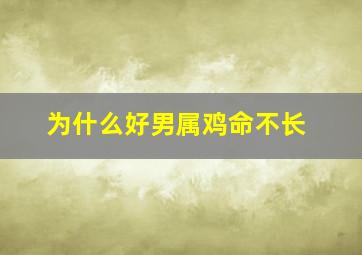 为什么好男属鸡命不长