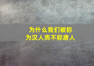 为什么我们被称为汉人而不称唐人