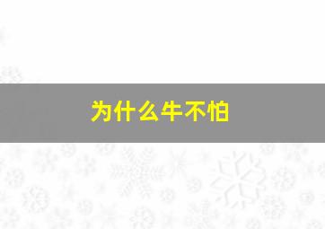 为什么牛不怕