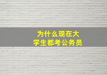 为什么现在大学生都考公务员