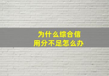 为什么综合信用分不足怎么办