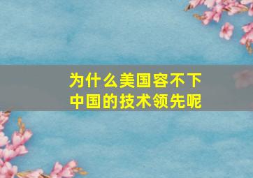 为什么美国容不下中国的技术领先呢