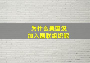 为什么美国没加入国联组织呢