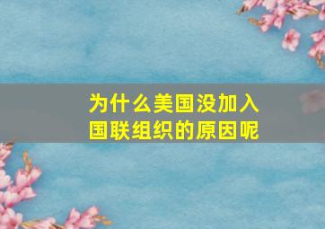 为什么美国没加入国联组织的原因呢