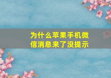 为什么苹果手机微信消息来了没提示