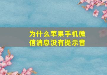 为什么苹果手机微信消息没有提示音