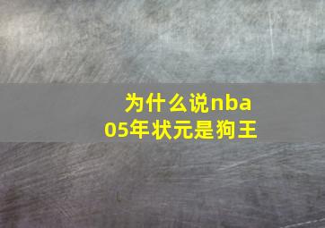 为什么说nba05年状元是狗王