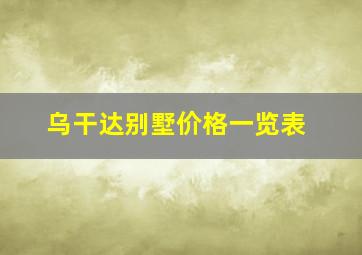 乌干达别墅价格一览表