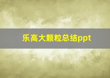 乐高大颗粒总结ppt