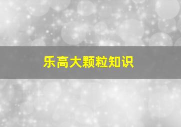 乐高大颗粒知识