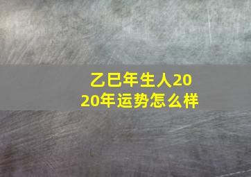 乙巳年生人2020年运势怎么样