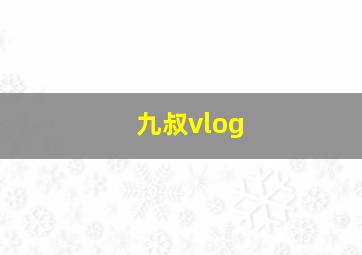 九叔vlog