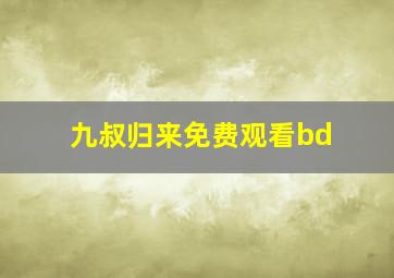 九叔归来免费观看bd