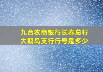 九台农商银行长春总行大鹅岛支行行号是多少