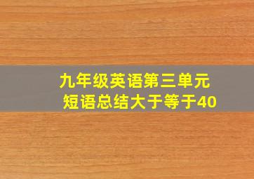 九年级英语第三单元短语总结大于等于40