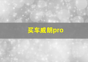 买车威朗pro