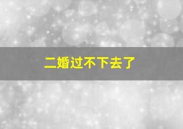 二婚过不下去了