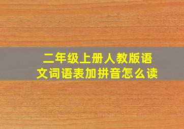 二年级上册人教版语文词语表加拼音怎么读