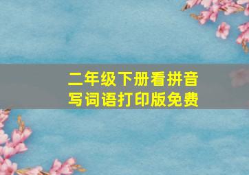 二年级下册看拼音写词语打印版免费