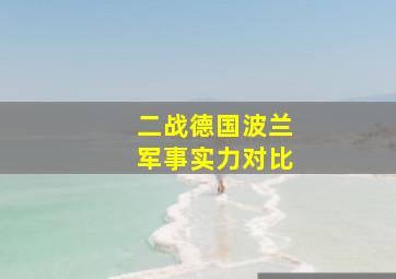 二战德国波兰军事实力对比