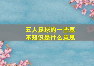 五人足球的一些基本知识是什么意思