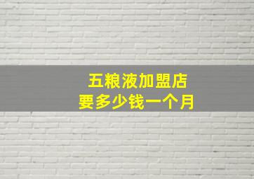 五粮液加盟店要多少钱一个月