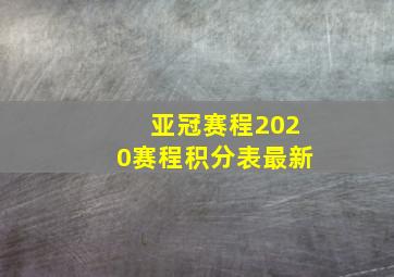 亚冠赛程2020赛程积分表最新