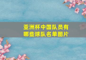 亚洲杯中国队员有哪些球队名单图片