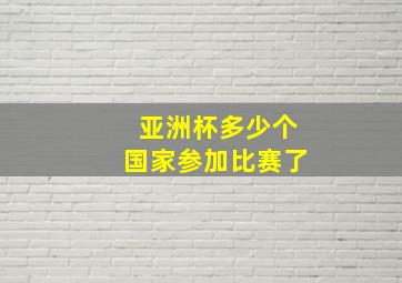 亚洲杯多少个国家参加比赛了