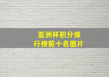 亚洲杯积分排行榜前十名图片