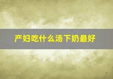 产妇吃什么汤下奶最好