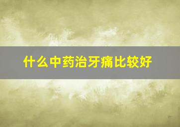 什么中药治牙痛比较好