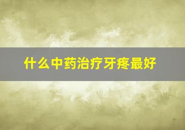 什么中药治疗牙疼最好