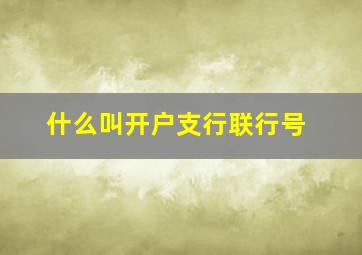 什么叫开户支行联行号