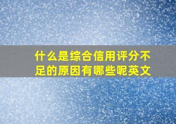 什么是综合信用评分不足的原因有哪些呢英文