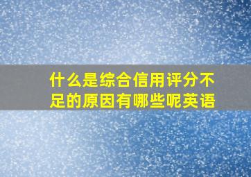 什么是综合信用评分不足的原因有哪些呢英语